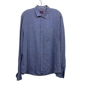 UNTUCKit Men's size L Blue Linen Button Up Shirt Long Sleeve